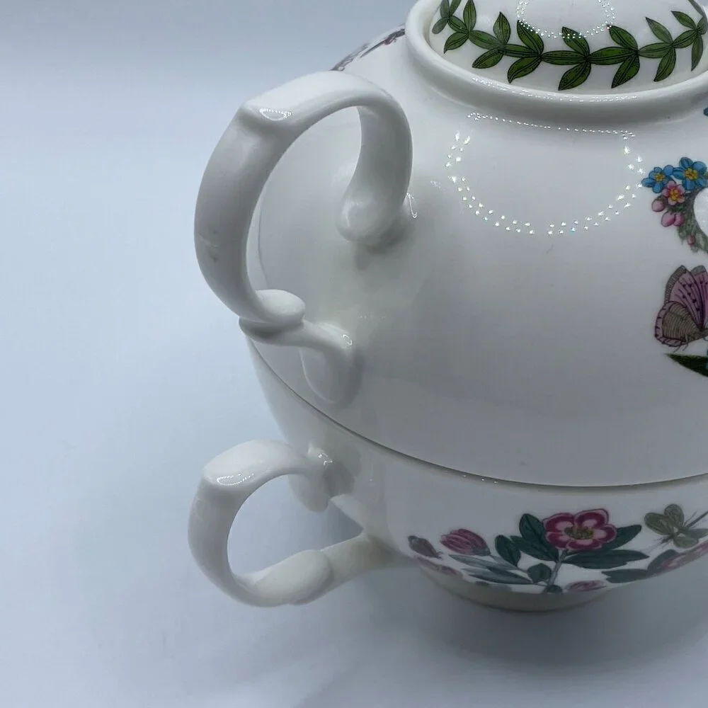 Portmeirion Botanic Garden Individual Teapot Cup Tea for One Set Porcelain 12oz